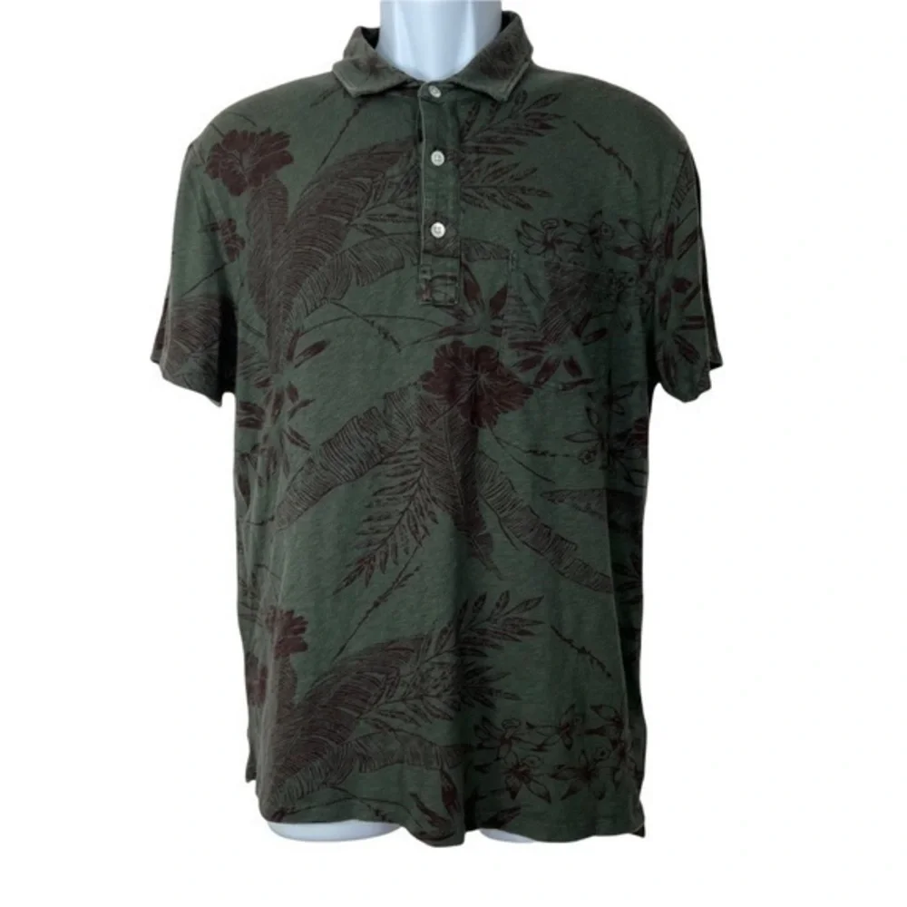 J.Crew Men Top Shirt Pullover Green floral Sz M
